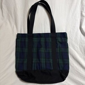 Thomas Bates Black Watch Plaid Canvas Tote Bag Blue Green Tartan